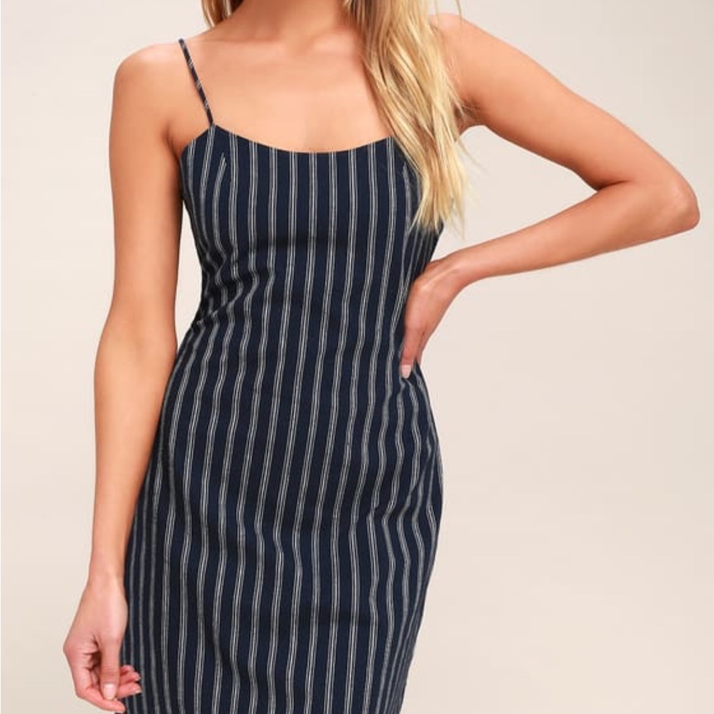 COPY - Lulus Rising Tide Striped Navy Blue Mini Dress.